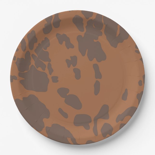 Prato De Papel Brown Cow Print Paper Plates (Frente)
