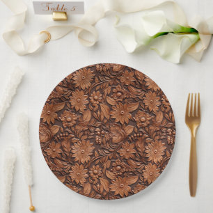 Prato De Papel Brown Faux Leather Floral