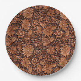 Prato De Papel Brown Faux Leather Floral