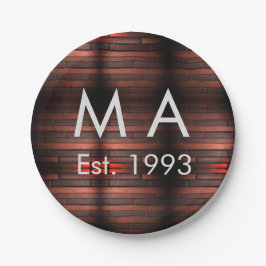 Prato De Papel Brown rustic brick stone add name letter year date