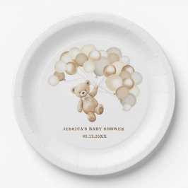 Prato De Papel Brown Teddy Bear Baby Shower
