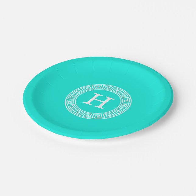 Prato De Papel Brt Aqua What Grego - Quadro-chave Grego - Monogra (Inclinado)