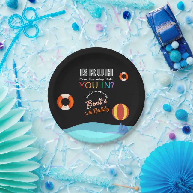 Prato De Papel Bruh Pool Party Birthday  (Festa)