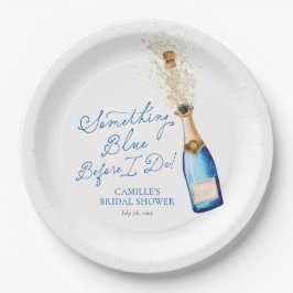 Prato De Papel Brunch de Noiva com Champanhe Algo Azul