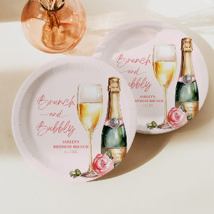 Prato De Papel Brunch e Bubble Birthday Brunch - Sinal de Boas-vi