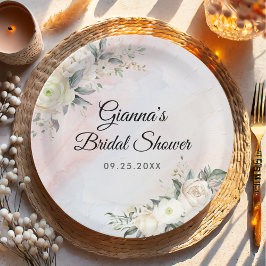 Prato De Papel Brunch Floral e Bridal Shower Espumante