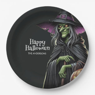 Prato De Papel Bruxa Assustadora Que Pensava Halloween