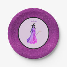 Bruxa chic de Halloween em violeta e roxo brilhant