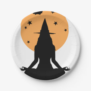 Prato De Papel Bruxa Contemporânea de Halloween