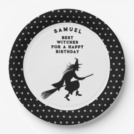 Prato De Papel Bruxa de Aniversário do Dia das Crianças