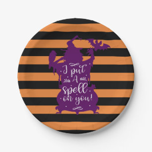 Prato De Papel Bruxa de Halloween... Eu te dei um feitiço.