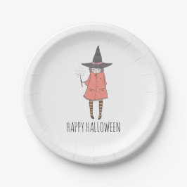 Prato De Papel Bruxa Feliz Halloween Napkins