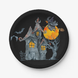 Prato De Papel Bruxas assustadas temem Halloween