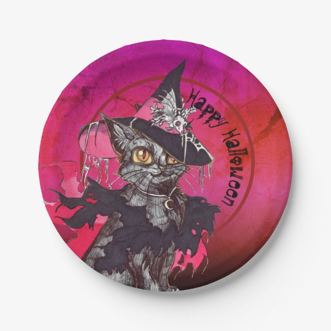 Prato De Papel Bruxas Feliz Halloween (Frente)