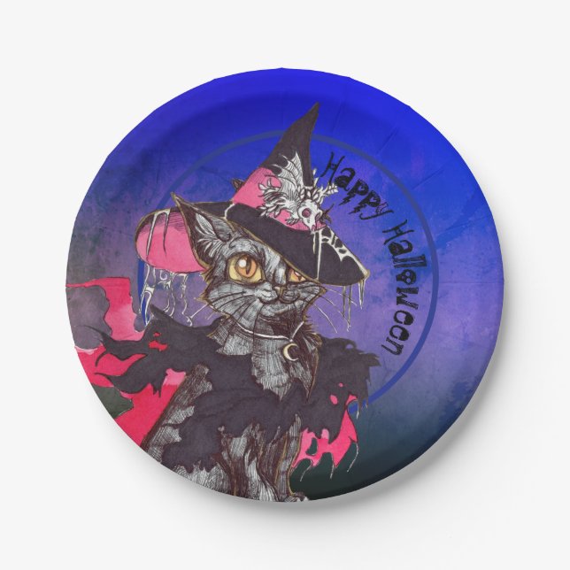 Prato De Papel Bruxas Feliz Halloween (Frente)