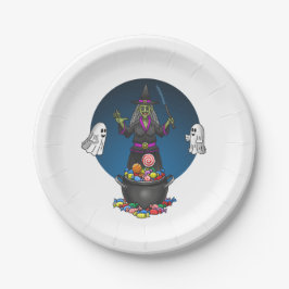 Prato De Papel Bruxas Verdes e Fantasmas Trick ou Tratem Hallowee