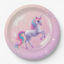 Prato De Papel Bubble Unicorn