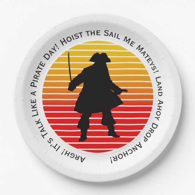 Prato De Papel Buccaneeiros Steampunk Fala Como Um Argh Pirata Do (Frente)