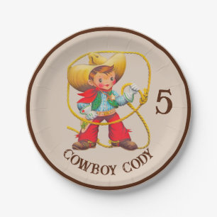 Prato De Papel Buckaroo Cowboy Nome e Idade do Aniversário