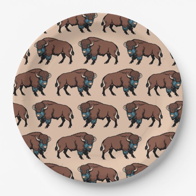 Prato De Papel Buffalo Bison Pattern (Frente)
