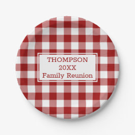 Prato De Papel Buffalo Branco Vermelho Verificar Sua Reunião Fami