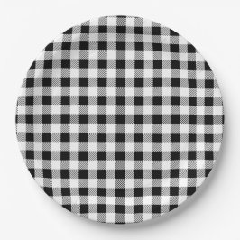 Prato De Papel Buffalo Plaid Christmas Black White