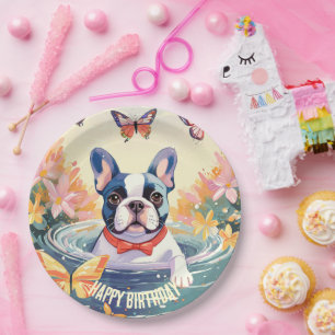 Prato De Papel Buldogue Francês Bonito