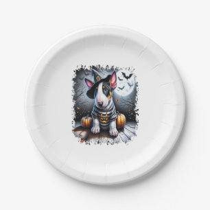 Prato De Papel Bull Terrier Dog Halloween