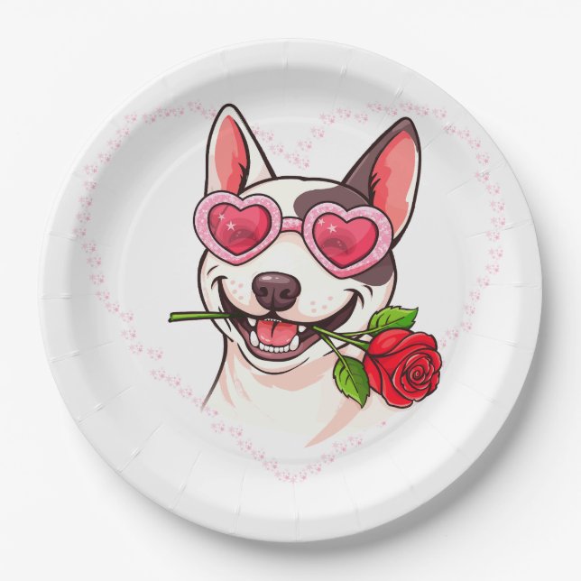 Prato De Papel Bull terrier feliz (Frente)