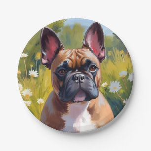 Prato De Papel Bulldog Francês Pintura de Cachorro
