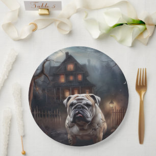 Prato De Papel Bulldog Halloween Scary