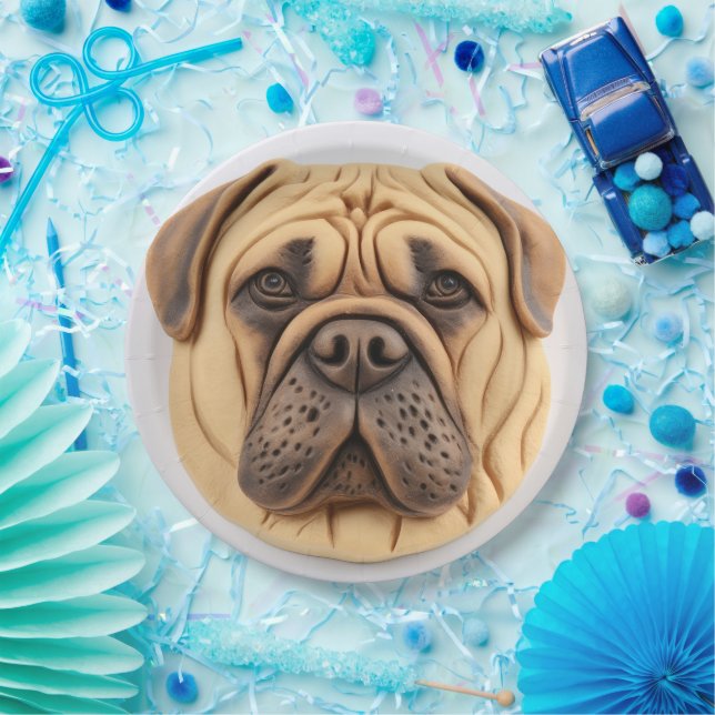 Prato De Papel Bullmastiff 3D Inspirado (Festa)