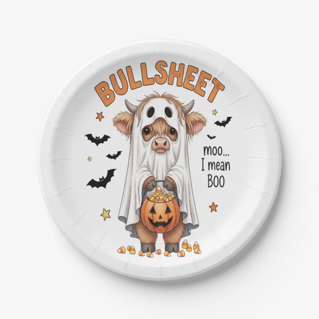 Prato De Papel Bullsheet Highland Cow Funny Ghost (Frente)