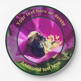 Prato De Papel Bumble Bee Na Flor Natureza Personalizada