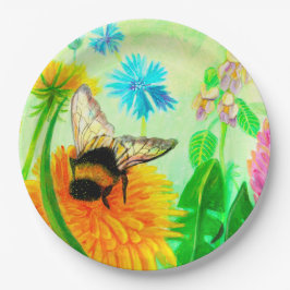 Prato De Papel Bumblebee em dandelion