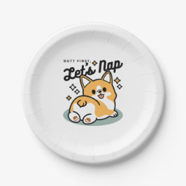 Prato De Papel Bumbum Primeiro, Vamos Nap - Bumbum Corgi Cute