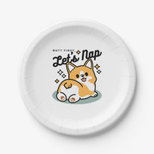 Prato De Papel Bumbum Primeiro, Vamos Nap - Bumbum Corgi Cute