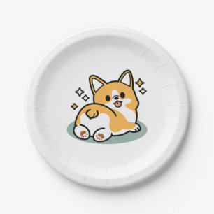 Prato De Papel Bumbum Primeiro, Vamos Nap - Bumbum Corgi Cute