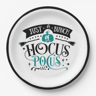 Prato De Papel Bunch do Hocus Pocus Halloween Typografia TEAL