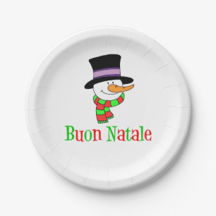 Prato De Papel Buon Natale Italiana Felry Christmas Snowman