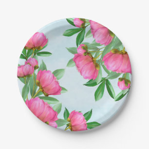 Prato De Papel Buquê bonito de Peões Rosa