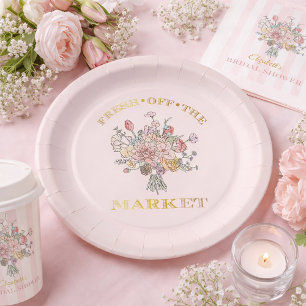 Prato De Papel Buquê de Flores Frescas Direto do Mercado Chá de N