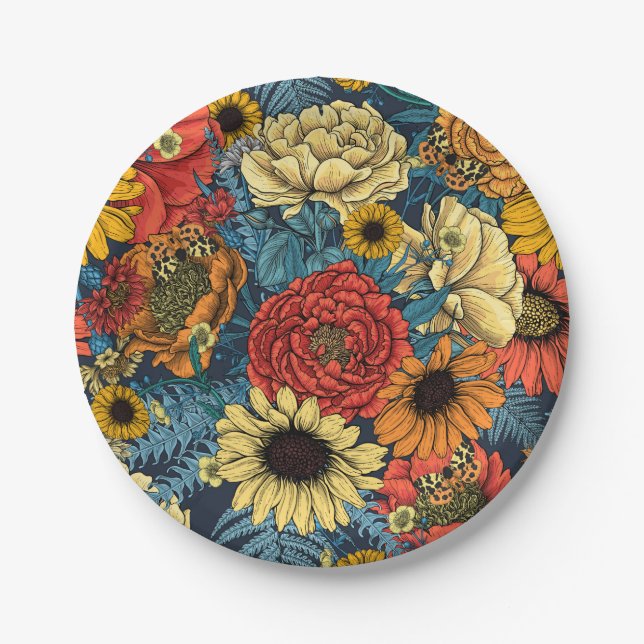 Prato De Papel Buquê de flores- rosas, peonias, margaridas (Frente)