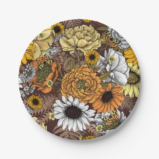 Prato De Papel Buquê de flores- rosas, peonias, margaridas (Frente)