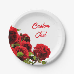 Prato De Papel Buquê de Rosas Vermelhas Elegantes Personalizado
