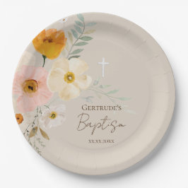 Prato De Papel Buquê delicado do batismo