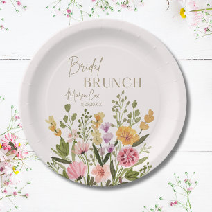 Prato De Papel Buquê Floral Aquarela Caprichoso Brunch Nupcial