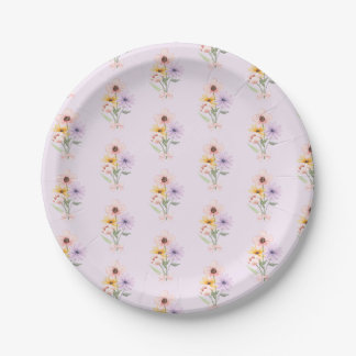 Prato De Papel Buquê floral de aquarela feminino préppy