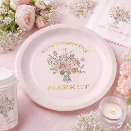 Prato De Papel Buquê Floral Fresco Direto do Mercado Chá de Noiva