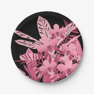 Prato De Papel Buquê rosa tropical